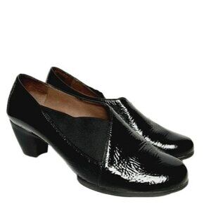 *SALE* Women's Black Patent Low Block Heel Slip-On Pumps